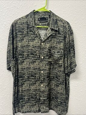 All Saints Listz Olive Patterned Button-Down Shirt
#1121